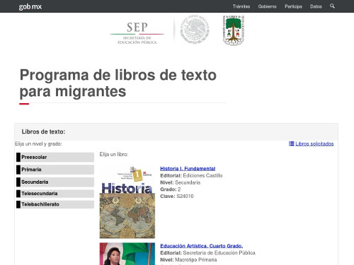 Programa de libros de texto para migrantes